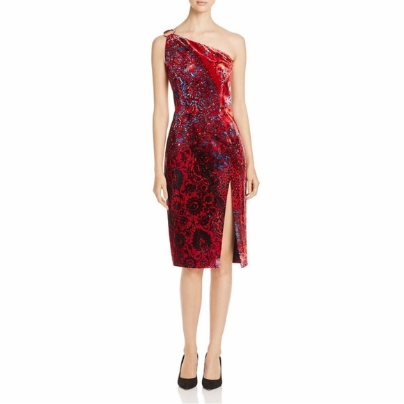 Elie Tahari Carter Velvet Wild Currant Dress Size 8 NWT - Picture 1 of 15
